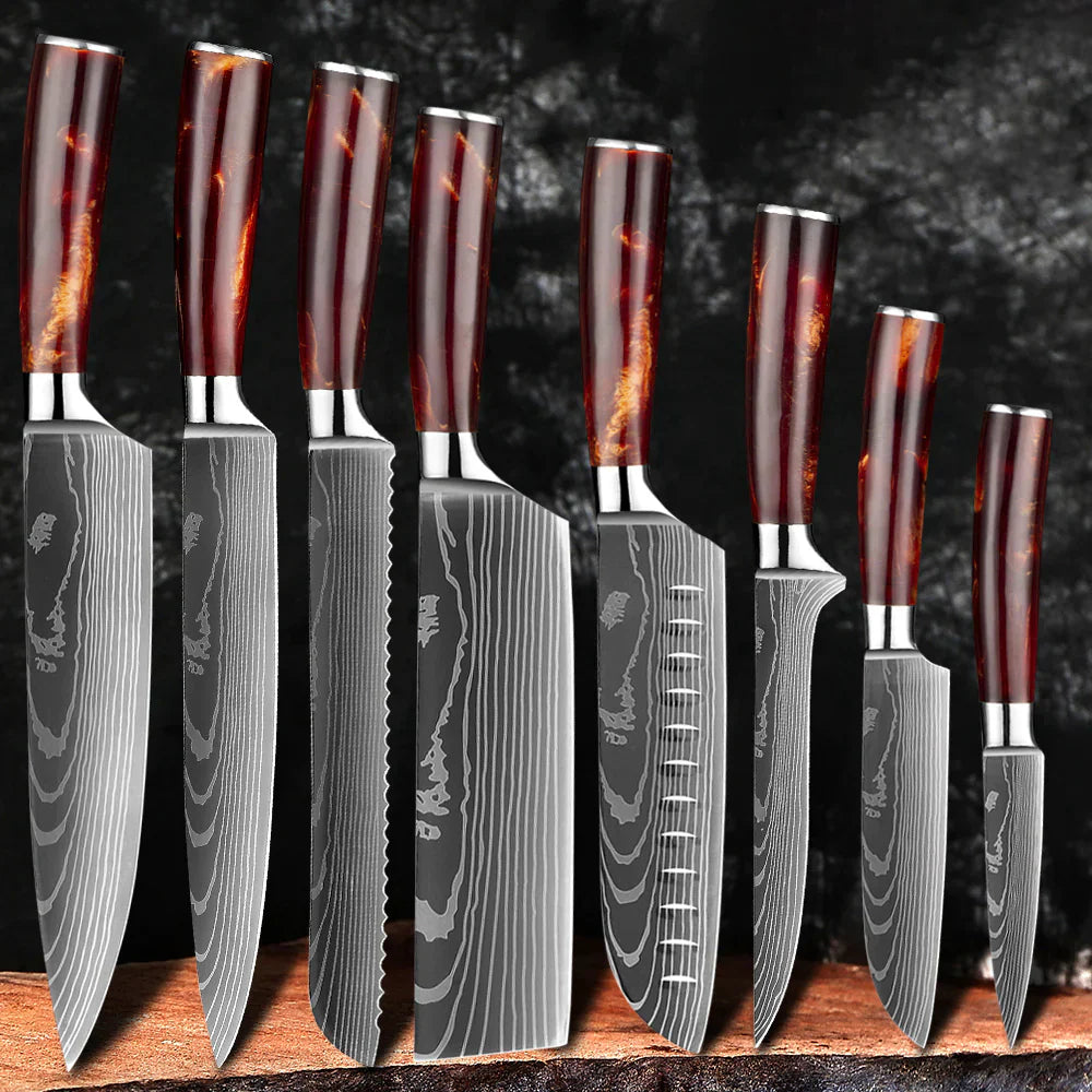 Precision Pro Fuego Series: 8-Piece Chef Knife Set