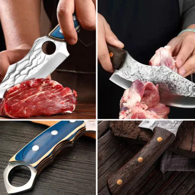 Professional Knife and Hand-Forged Cleaver Combo + 2 Sheaths • Fuego Combo by ATENAS